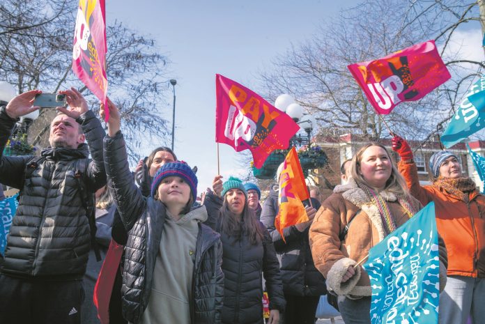 Teachers taking part in the strike wave in 2023. Photo: Paul Mattsson