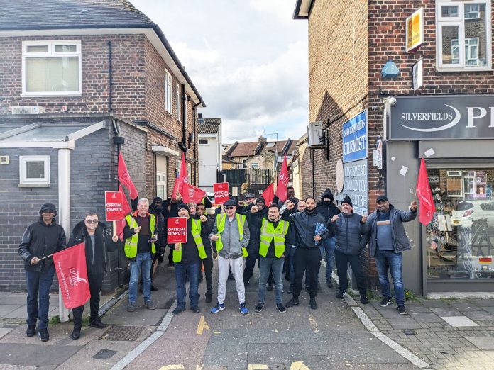 Sanctuary housing workers picket like. Photo: Unite Housing Workers branch