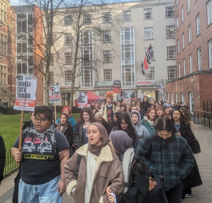 Leeds students protesting against the war on Gaza