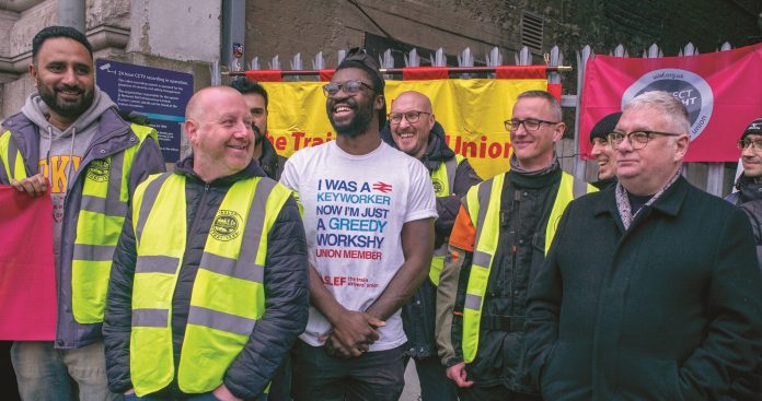 Aslef members on strike at Waterloo. Photo: Paul Mattsson