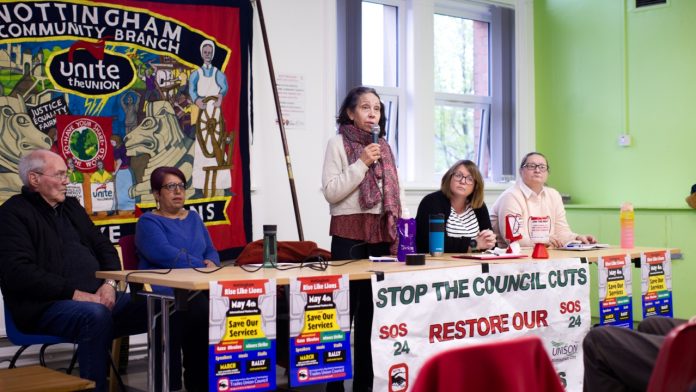 Nottingham Save Our Services meeting. Photo: CHris Tregenza