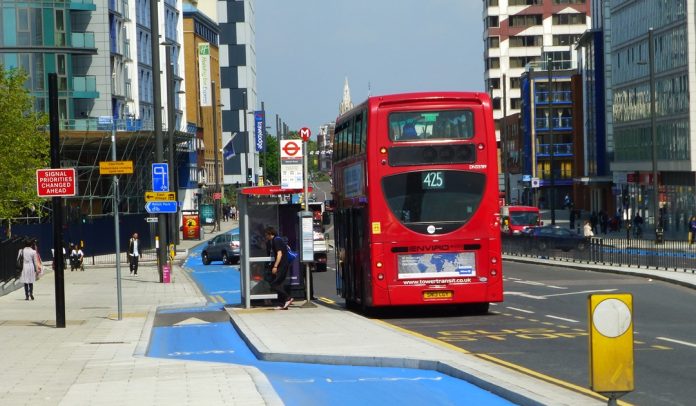 Bus stop and cycle path. Photo: SPSmiler/CC