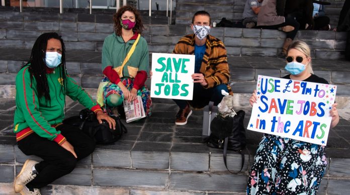 OLYMPUS DIGITAL CAMERA Protest against arts cuts in Wales. Photo: Mariam Kamish