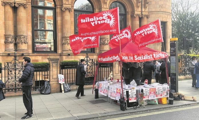 Socialist Party on the Gaza demo. Photo: Lenny Shail
