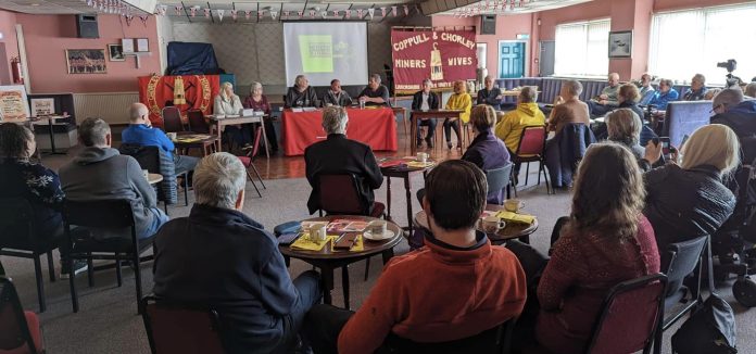 Miners strike 40 years on meeting in Lancashire. Photo: Jenny Hurley