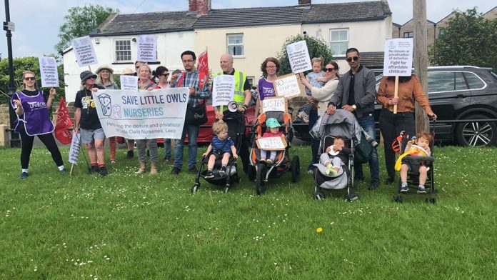 Little Owls Nursery protest. Photo: Leeds SP