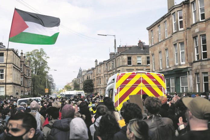 Glasgow anti-deportation action in 2021. Photo: Socialist Party Scotland