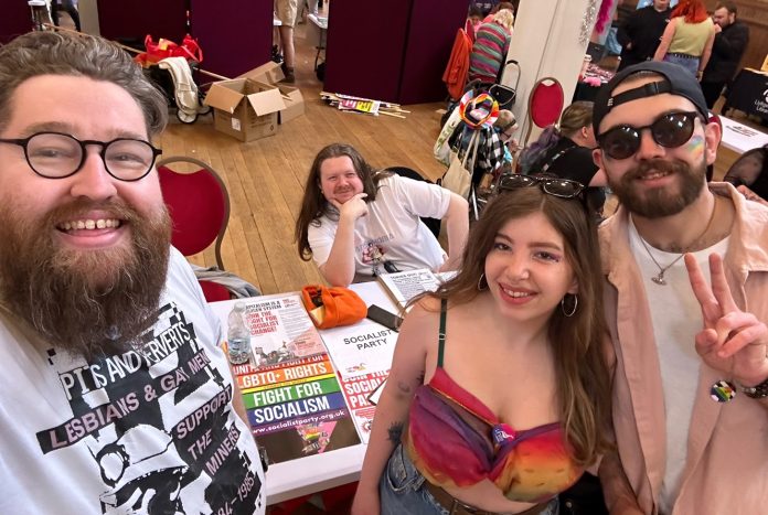 Gareth and other young Socialist Party members campaigning at Swansea Price. Photo: Gareth Bromhall