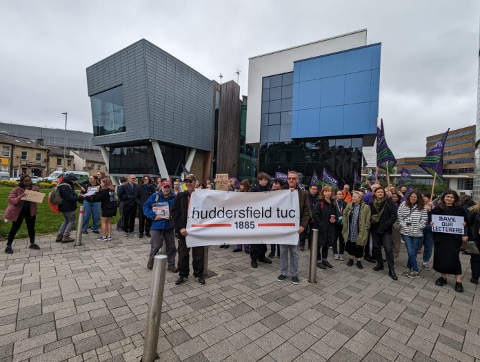 Huddersfield uni protest. Photo: Iain Dalton