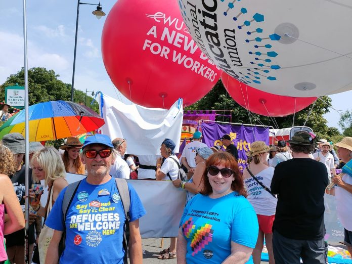 Alex (right) at the Tolpuddle Martyrs festival. Photo: SW Socialist Party