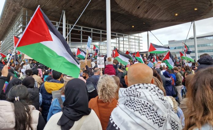 One of the many Gaza protests in Cardiff. Photo: Joe Fathallah