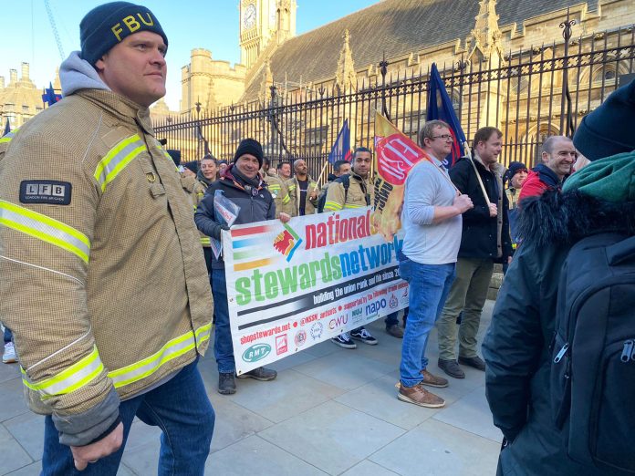 FBU members lobbying parliament in 2022. Photo: London SP