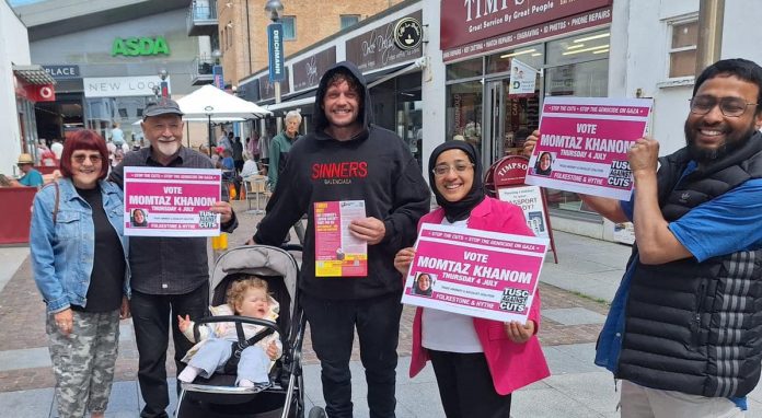 Momtaz Khanom (second right) anti-war campaigner standing in Folkestone and Hythe