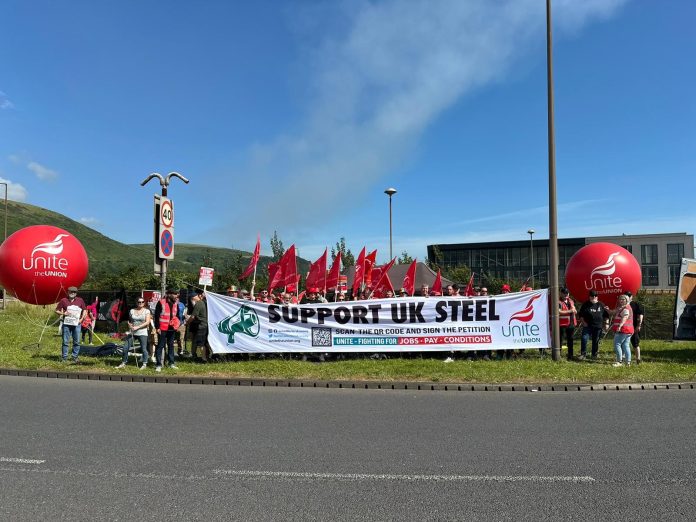 Port Talbot demo. Photo: Unite