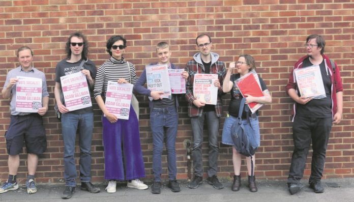Campaigning in Reading including Adam Gillman (centre)