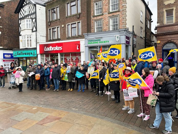 Wigan PCS members on strike in 2023. Photo: Dave Semple