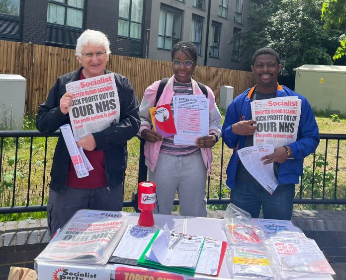 Leicester Socialist Party campaigning (Ayo, centre) Leicester Socialist Party campaigning (Ayo, centre)