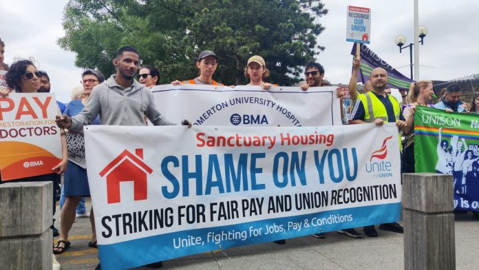 Sanctuary strikers support the junior doctors. Photo: Nick Auvache