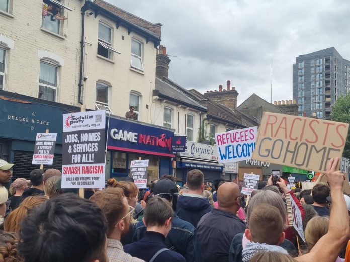 Anti-racist protesters in Walthamstow. Photo: Isai