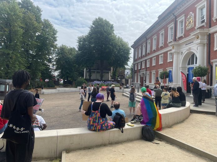 Rally at Goldsmiths university against job cuts. Photo: London SP