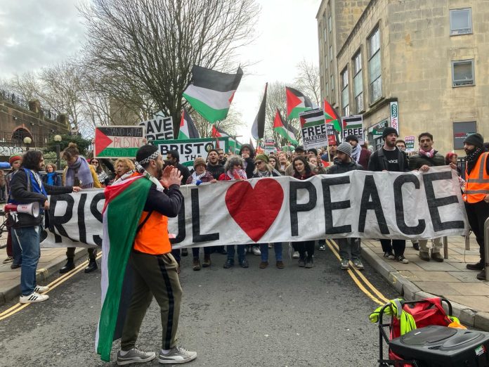 Gaza - Roger Thomas Protest against the war on Gaza in Bristol. Photo: Roger Thomas