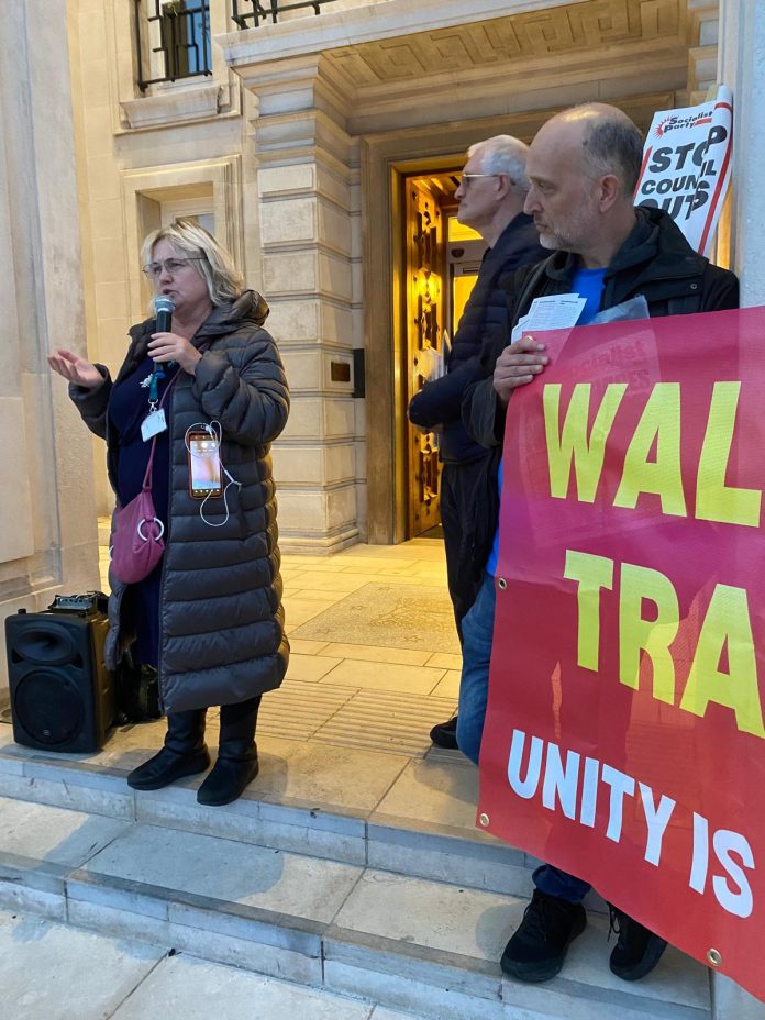 Nancy speaking at protest against Markhouse Centre closure. Photo: Paula Mitchell