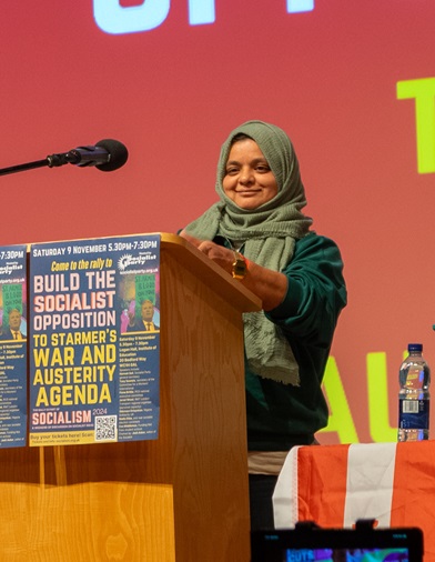 Nadia speaking at the Socialism 2024 rally. Photo: Jasper Chaplin