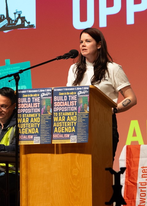 Fiona Brittle speaking at Socialism 2024. Photo: Jasper Chaplin