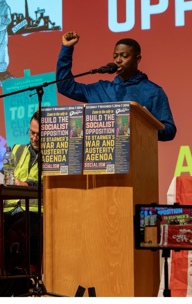 Odun Eniajekan speaking at Socialism 2024 Photo: Jasper Chaplin