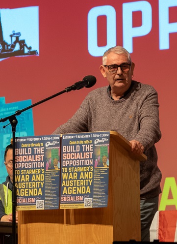 Tony Saunois speaking at the Socialism 2024 rally. Photo: Jasper Chaplin