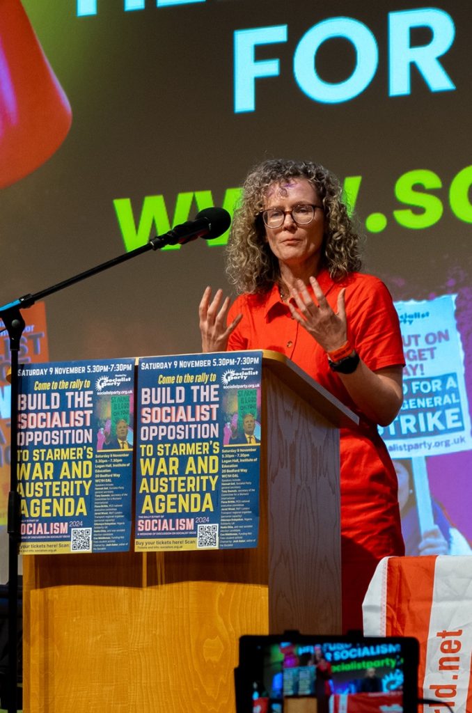 Hannah Sell speaking at the Socialism 2024 rally. Photo: Jasper Chaplin
