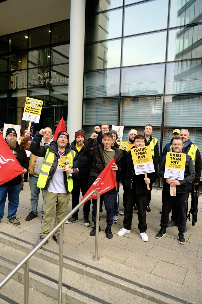 Unite strikers at Transport for Greater Manchester. Photo: Unite North West from X