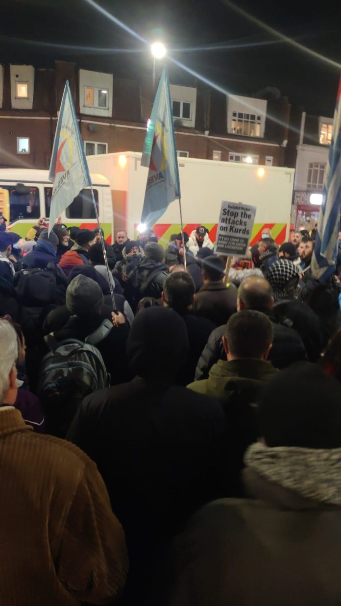 WhatsApp Image 2024-11-28 at 18.18.36 Protest agains the raid on the Kurdish Community Centre Photo: London SP