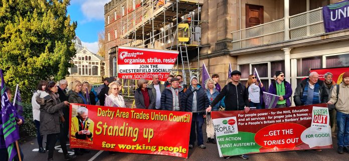 Lobby of Derbyshire County Council on 14 November photo: Dave Gorton