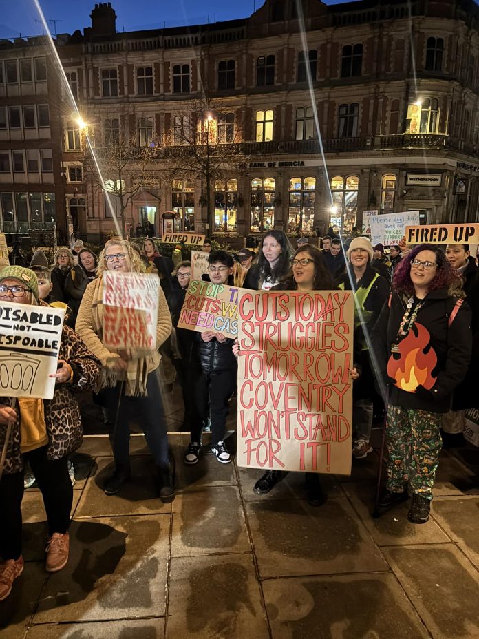 Coventry protest against council cuts to services for disabled people. Photo: Adam Harmsworth