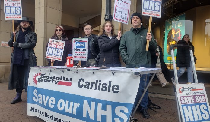 Carlisle Socialist Party NHS stall. Photo: Brent Kennedy