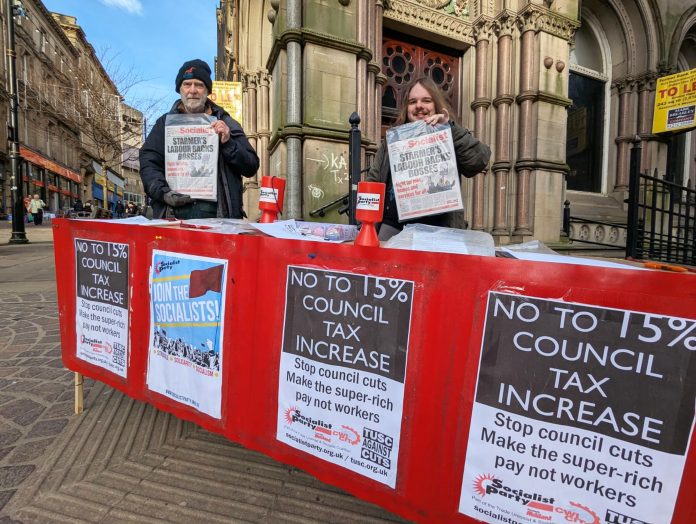 Bradford stall fighting against council tax hikes. Photo: Iain Dalton