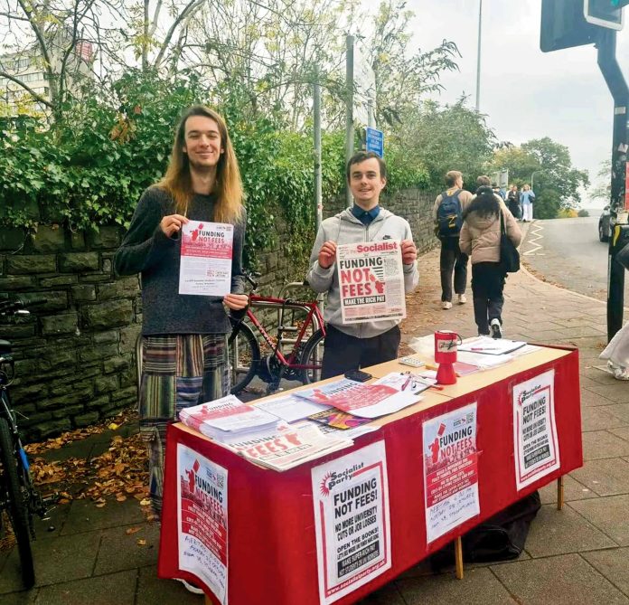 Cardiff Socialist Students campaigning. Photo: Cardiff SP