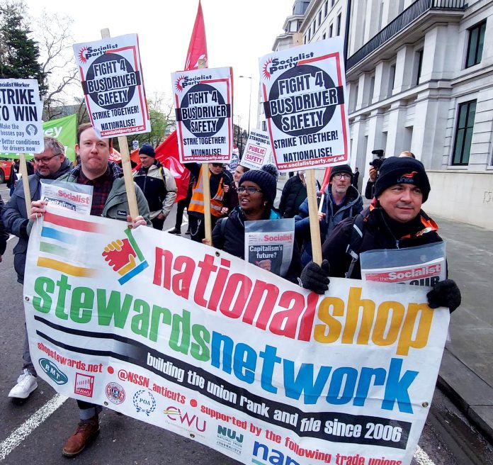 London bus drivers protest. Photo: London SP