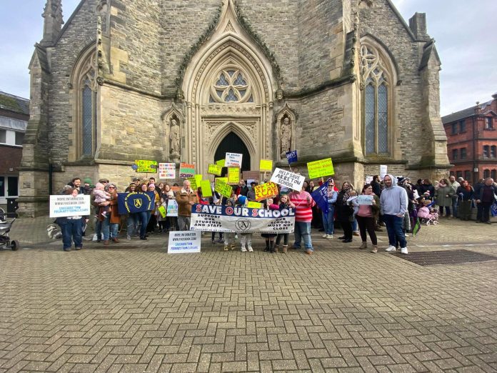 Isle of Wight protest against school closures. Photo: Darren Galpin