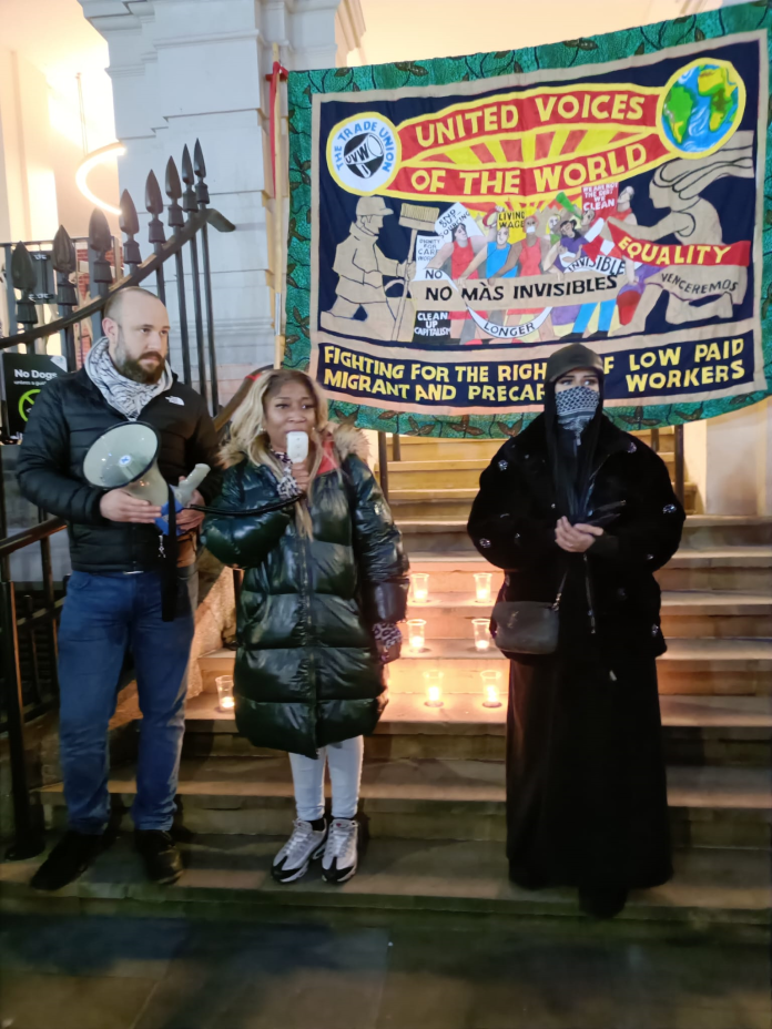 Solace workers organise a vigil about domestic violence. They are fighting the destruction of the service they provide. Photo: Carmen Leher