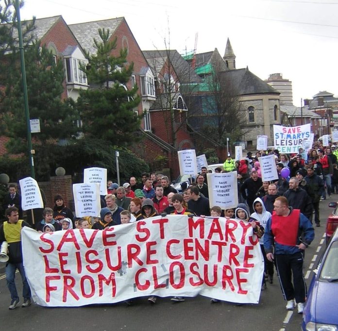 Southampton 2004 Marching in 2004 to save St Mary's Leisure Centre. Photo: Southampton Socialist Party