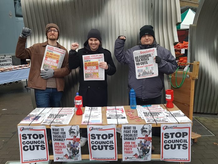 Desdemona (centre) campaigning with the Socialist Party. Photo: Scott Hunter
