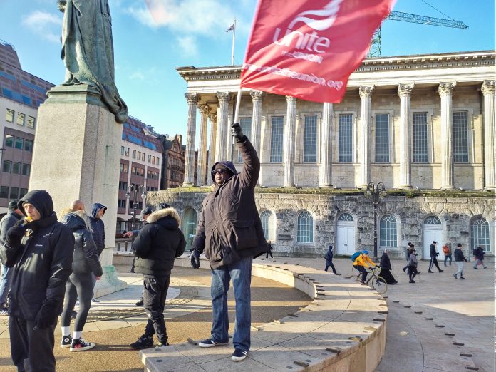 Birmingham bin strike rally. Photo: Nick Hart