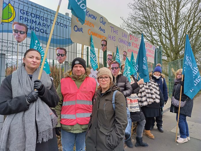 George Dixon primary school NEU strike. Photo: London SP