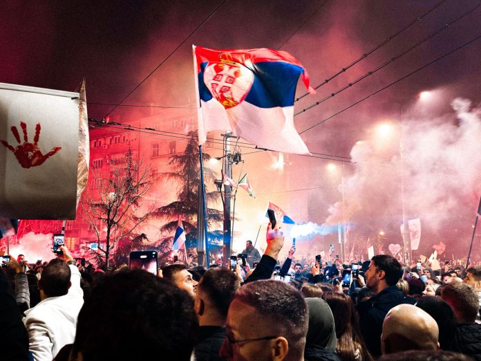 Protests in Belgrade. Photo: Luka Crnomarkovic