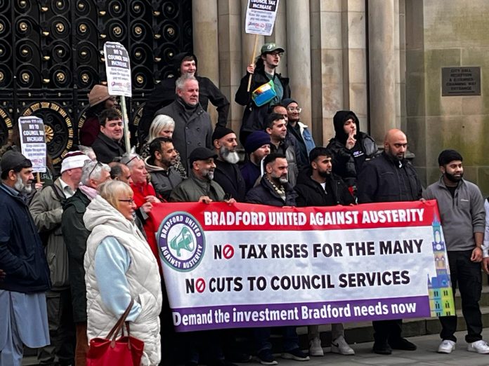 Bradford protest against council tax hike. Photo: Iain Dalton