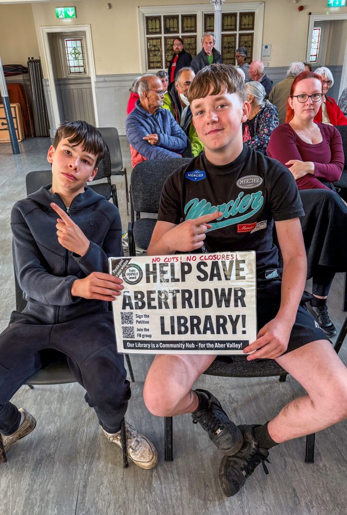 Debate with Plaid Cymru about saving Abertridwr Library - Mariam Kamish Debate with Plaid Cymru about saying Abertridwr Library. Photo: Mariam Kamish
