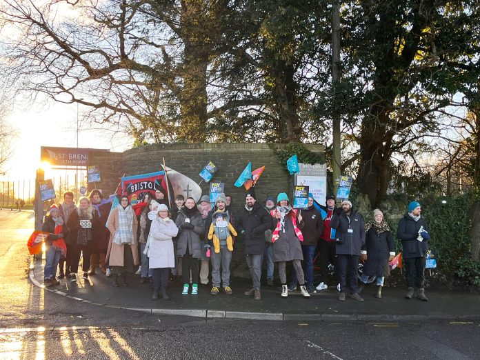 Support staff supported sixth form teachers on the picket line this winter. Photo: Bristol Socialist Party