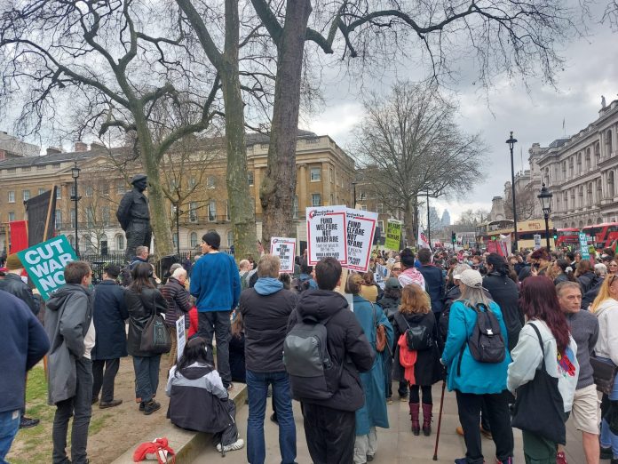 Protest against Reeves's Spring Statement in London. Photo: Rob Williams